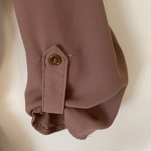 Spoon Milk Chocolate Utility Cinch Waist Tab Sleeve Shirtdress Front Zip S - Picture 10 of 12